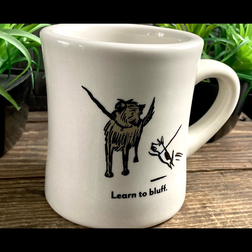 Vintage Restaurant Ware Bad Dog Wisdom Learn To Bluff | Heavy Ceramic Mug Cup - Picture 2 of 10